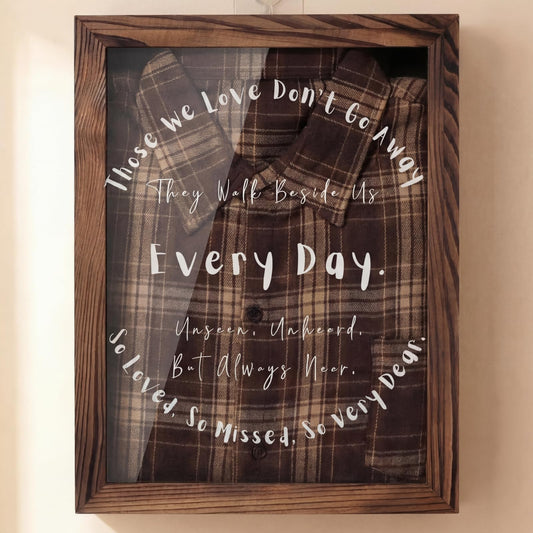 Novabright Sympathy Gifts for Loss of Father Husband Dad Mother- Memorial Clothing Display Shadow Box Frame for Keepsakes Decorations, Bereavement Remembrance for Loss of Loved One, 14.1x11x2, Brown