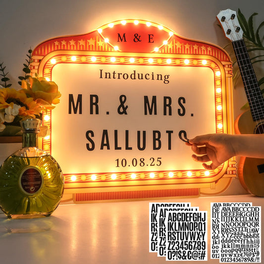 22IN Large Wedding Bottle Service Sign, Personalized Wedding Entrance Props Led Marquee Sign for Reception, Custom Light up Marquee Sign for Bridal Engagement Anniversary Nightclub Gift