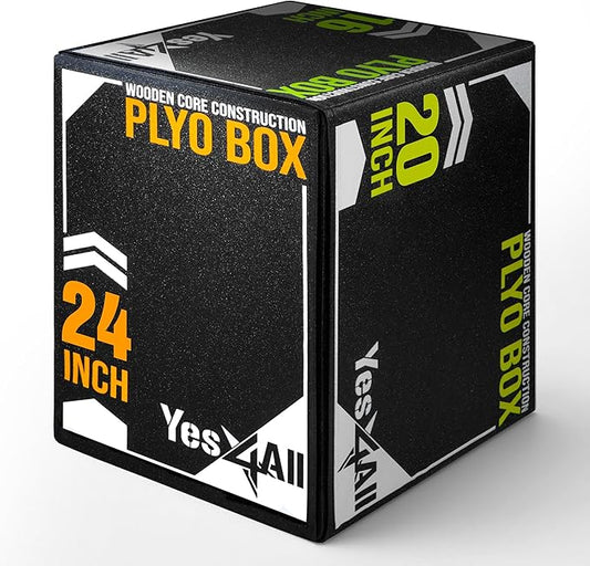 Yes4All 3-in-1 Soft-Padded Plyo Box With Wooden Core, Non-Slip Multi-Use Cushioned Plyometric Jump Box with Vinyl Cover for Jumping, Conditioning, Strength Training