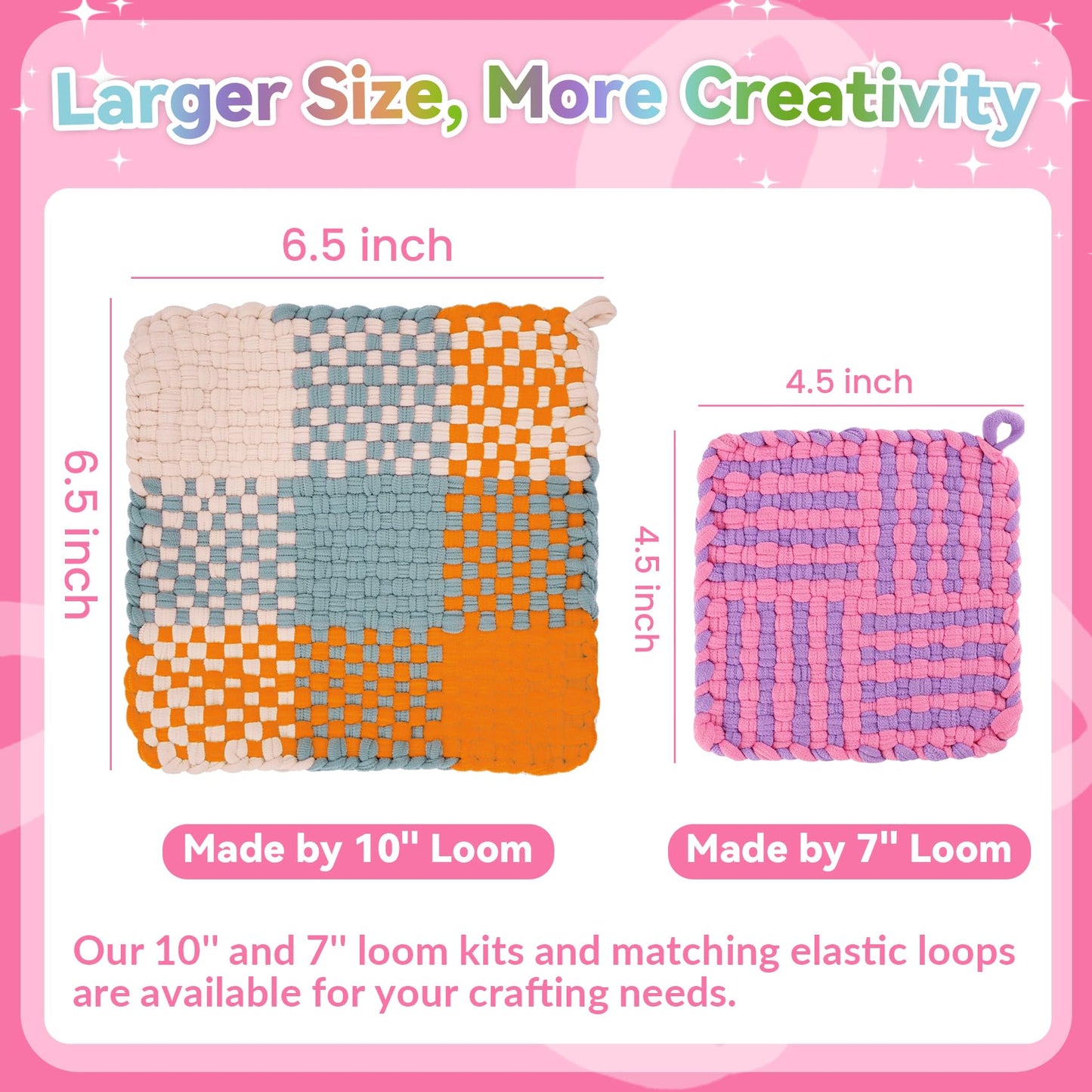 Pro 10 Inch Potholder Loom Kit for Kids & Beginners, Large Weaving Loom Crafts for Girls Age 6-12 Year Old & Adults, Gift Ideas for Birthday & Christmas, 112 Delicate Loops to Make 2 Pot Holders