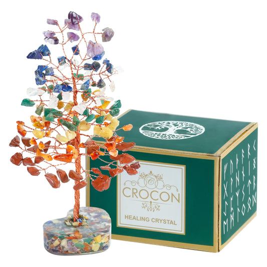Crocon® 7 Chakra Heart Shape Base Crystals Tree, Birthday Gifts for Women, Healing Crystals Tree of Life, Positive Energy, Good Luck, Home Office Decor Gifts, Gift for Women - Sister Mom & Grandma