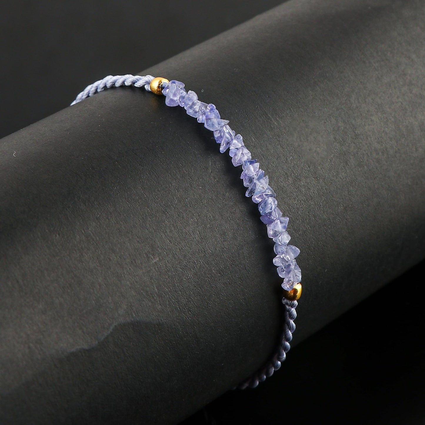 TGH Natural Tanzanite Chips Braided Bracelet Energy Healing Crystals Birthday Gift for Her Resizable Hand Braid Rope Thread Protection Bracelet for Men Women Gemstone Jewelry Christmas Gift