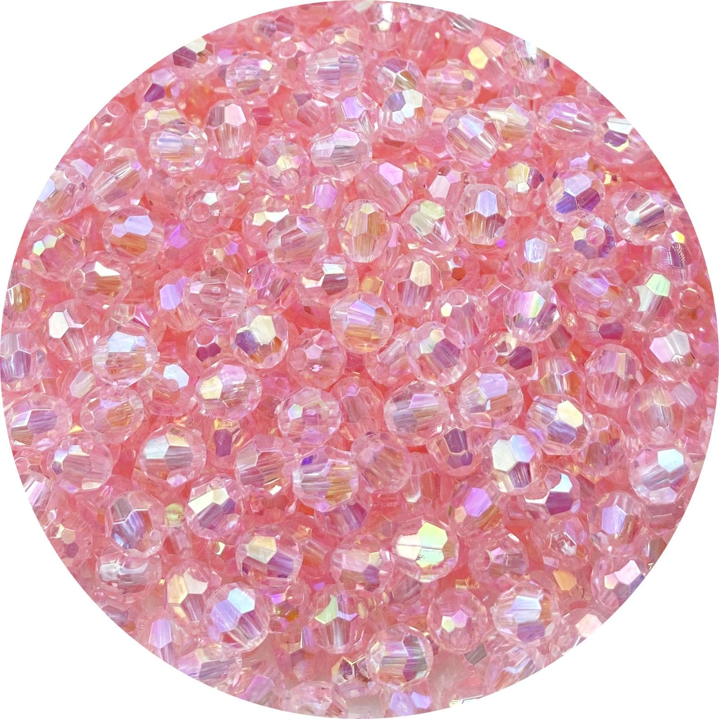 Tingoons 400 PCS 8mm Acrylic Faceted Spacer Beads AB Color Glossy Round Loose Beads for Jewelry Making Bracelet Necklace Earring Ornament Wind Chimes Key Chains(Light Pink AB)