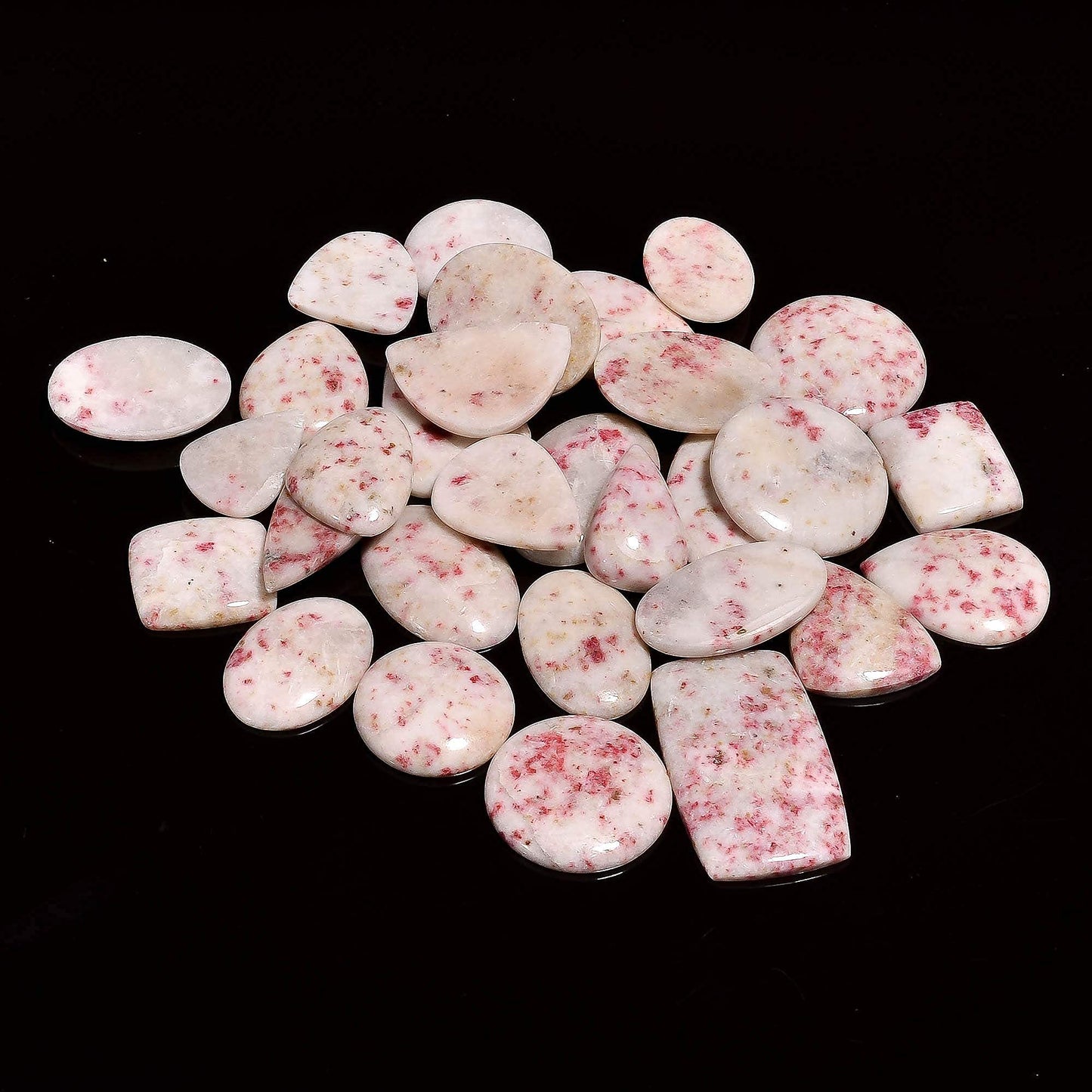 GEMKORA 5pcs Natural Cinnabar Gemstone Wholesale Cabochons Lot, Jewelry Making Loose Gemstone, Polished Home Decor Specimen, DIY, Wire Wrapping, Reiki, Healing Crystals, Bulk Gemstone Deal