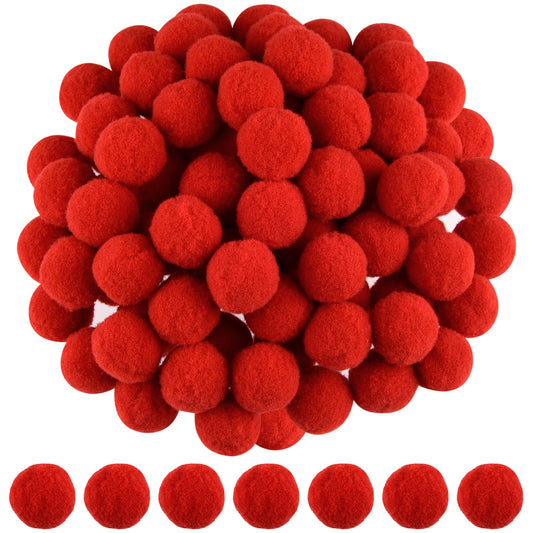 ANPUNAT 200 Pcs Craft Pom Poms 1 Inch Felt Balls DIY Art Crafts Projects and Decoration(Red)