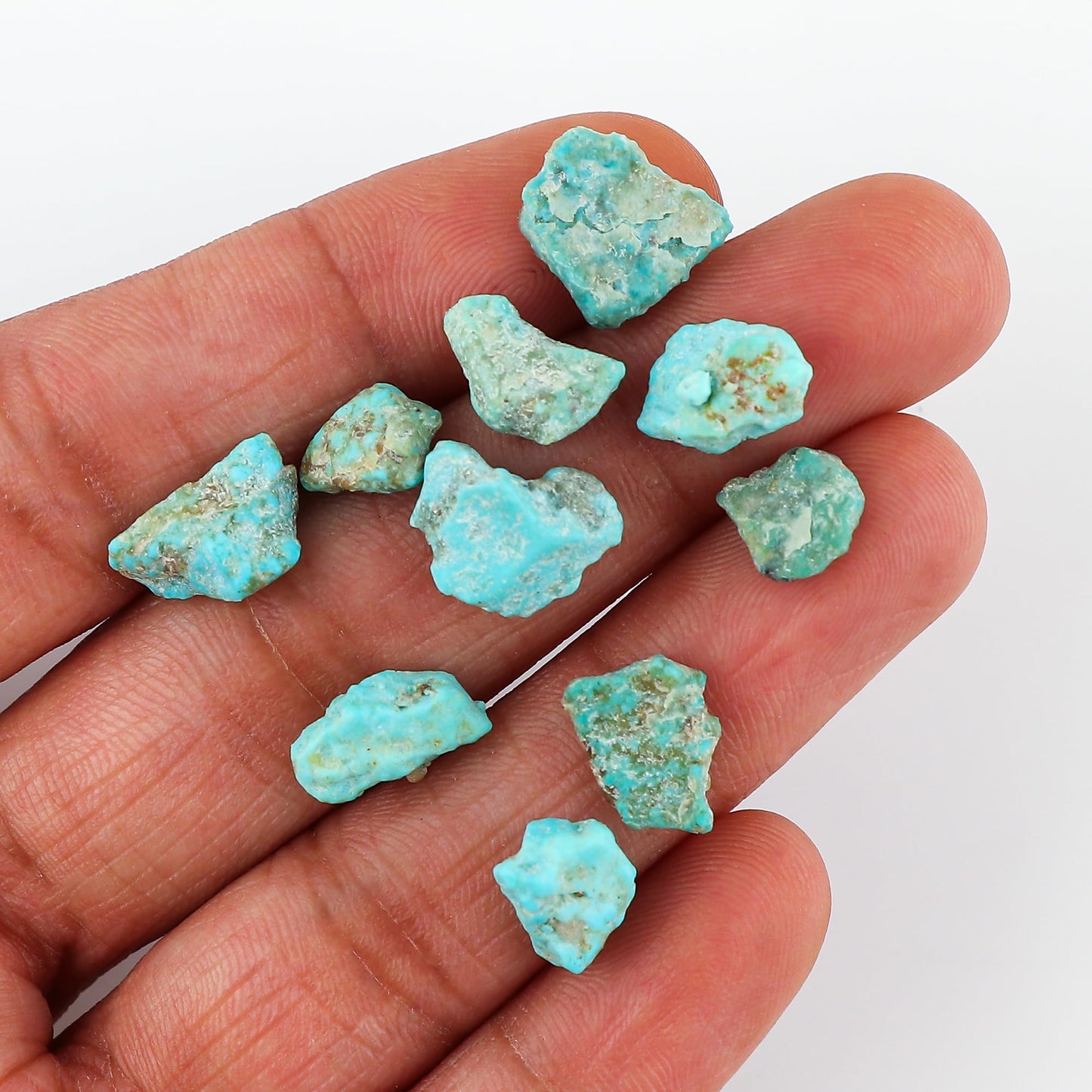 GEMKORA 10pcs, 30cts, Raw Turquoise Stone, Loose Gemstone Crystals, Wholesale Bulk Lot, Rough Crystals, Turquoise Rock, Jewelry Making Supply, DIY, Crafts, (8-10mm)