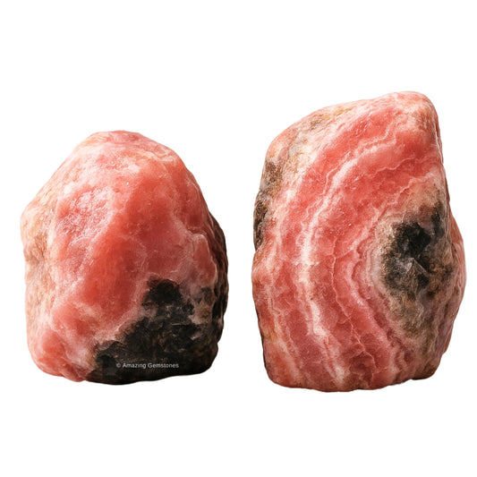 Amazing Gemstone Rhodochrosite Raw Crystals and Healing Stones, Natural Rocks for Tumbling - DIY Raw Stones and Crystals (2 Pieces)