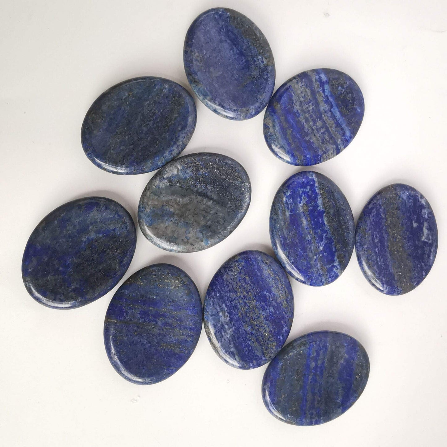 Loveliome Lapis Lazuli and Green Aventurine Thumb Worry Stone, Stress Relax Healing Reiki Crystal Pocket Palm Stones,Pack of 2