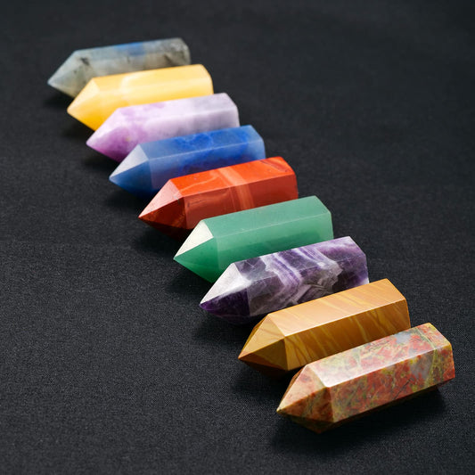 Apengshi Amazonite Natural Healing Crystal Tower 1.57-1.96in(4-5cm) Faceted Single Point Chakra Crystal Stone Meditation Home Decor Collection Gift