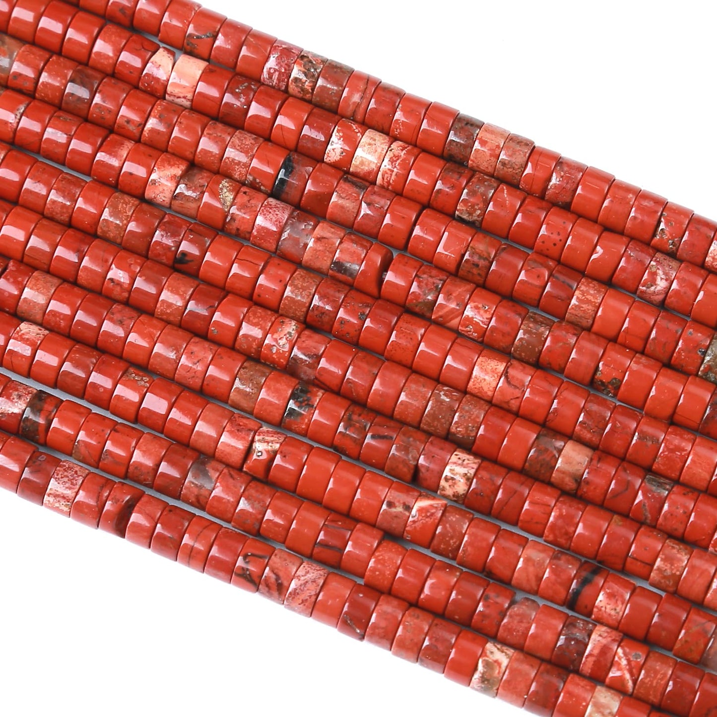 2x4MM 150PCS Chinese Red Jasper Tube Cylinder Rondelle Abacus Disk Spacer Loose Beads for Jewelry Making