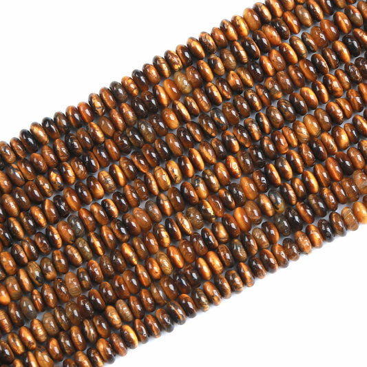 150PCS 2x4mm Natural Yellow Tiger Eye Rondelle Beads Abacus Disk Stone Beads Round Loose Spacer Gemstone Beads for DIY Bracelet Necklace Jewelry Making