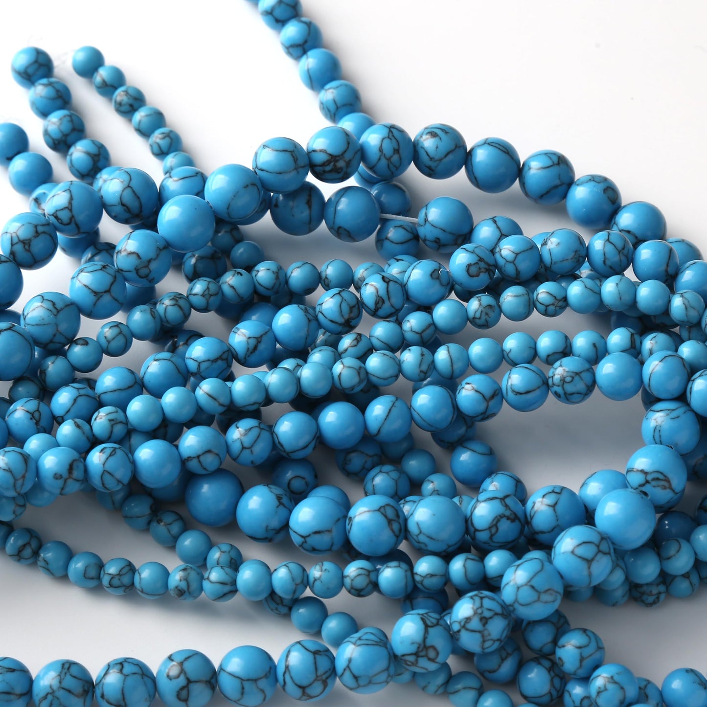 30PCS 12MM Blue Turquoises Round Loose Beads Natural Gemstone Beads for Jewelry Making DIY Bracelet Necklace 15"