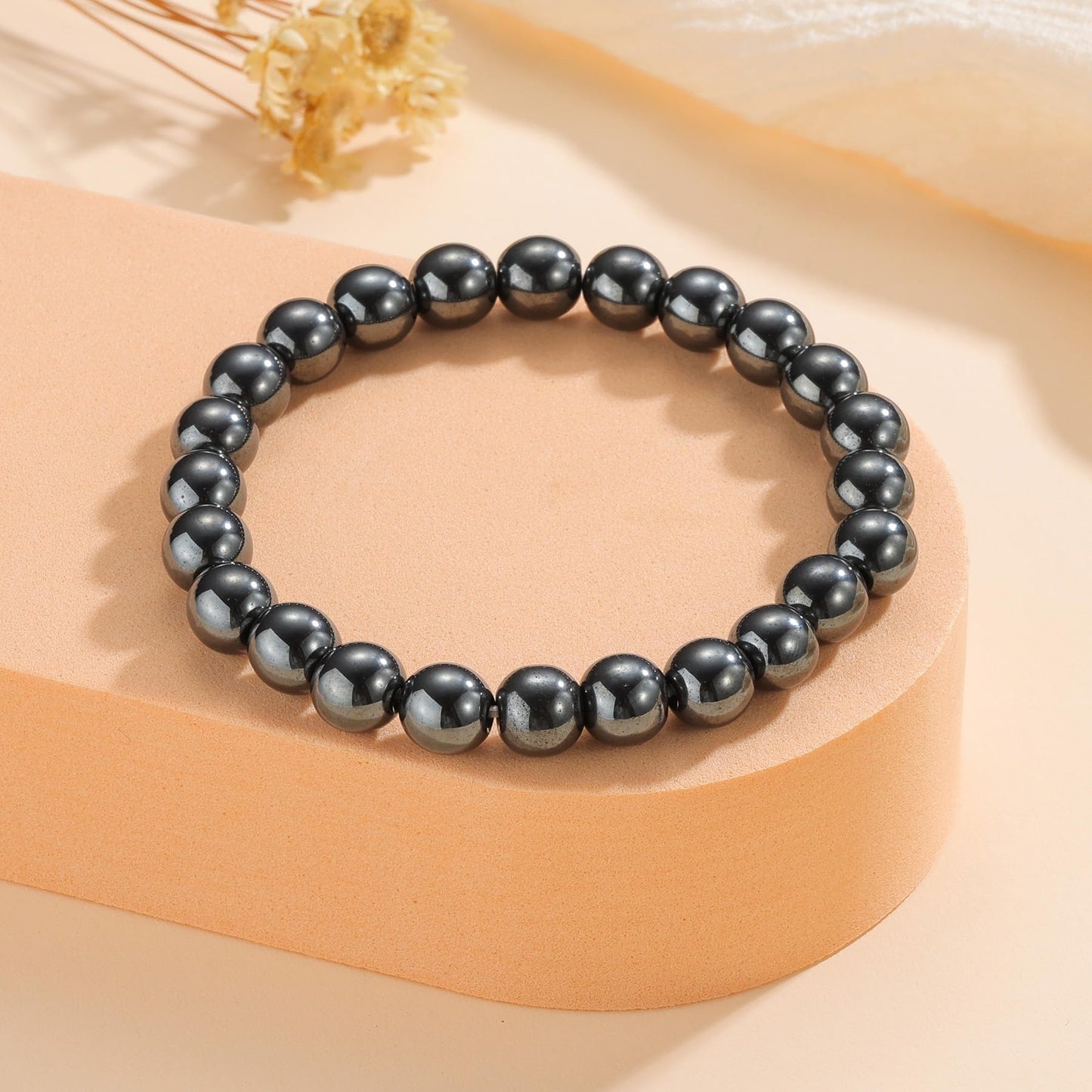 Udolfly Womens Crystal Beaded Bracelets for Women Men Protective Energy Bracelet Natural Gemstone Bead Bracelet 8mm Hematite