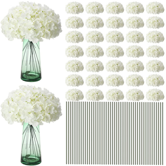Unittype Silk Hydrangea Artificial Flowers Heads with Stems Faux Hydrangea Flowers for Wedding Centerpieces Bouquets DIY Floral Decorations for Home Indoor(White,300 Pieces)