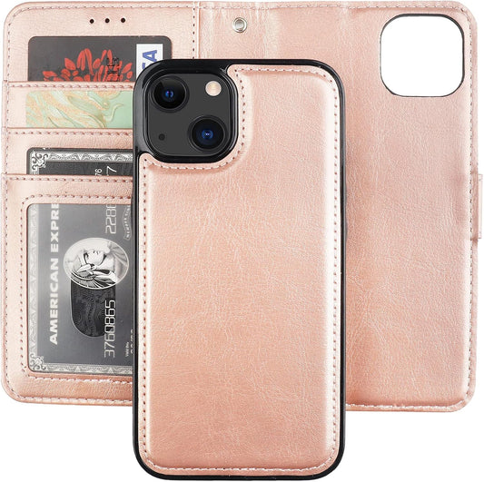 Bocasal 13 5G 6.1 inch Detachable Wallet Case for iPhone RFID Blocking Card Slots Holder Premium PU Leather Magnetic