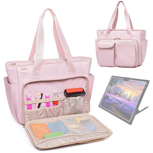 Fasrom Diamond Painting Carrying Case for A4 Light Pad, Accessories Storage Bag for A4 LED Light Box and Diamond Art Supplies, Pink (Empty Bag Only)