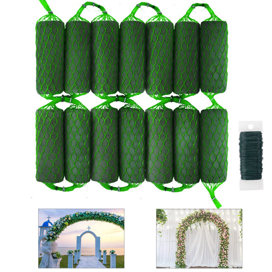 14 Piece Floral Foam Garland for Flowers,9.2Ft Flower Sponge Blocks Kit,Absorption Flower Holder Arch Door,Floral Craft Dry Foam Bricks,Green Floral Foam Arrangement for Home Wedding Garden