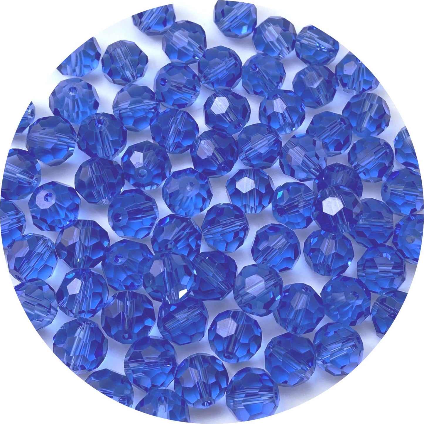 LIMAOLLY 140pcs 8mm Faceted Crystal Glass Beads Round Spacer Beads for Jewelry Making DIY Craft Making Necklace Bracelet Earring Wind Chimes Suncatchers Ornament(505-Light Sapphire)
