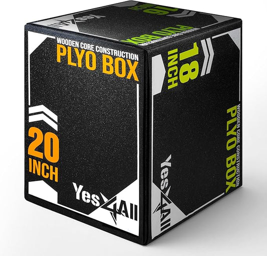 Yes4All 3-in-1 Soft-Padded Plyo Box With Wooden Core, Non-Slip Multi-Use Cushioned Plyometric Jump Box with Vinyl Cover for Jumping, Conditioning, Strength Training
