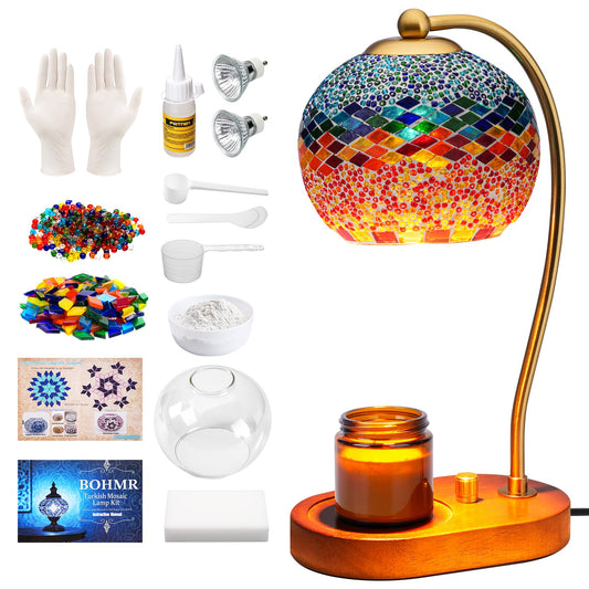 DIY Turkish Mosaic Lamp Kit, Stained Glass Candle Warmer Table Lamp Making Kit- Easy and Fun, No Experience Needed, Mosaic Art & Craft Project Kits for Adults & Teens, Make Your Own Lamp, Multicolor