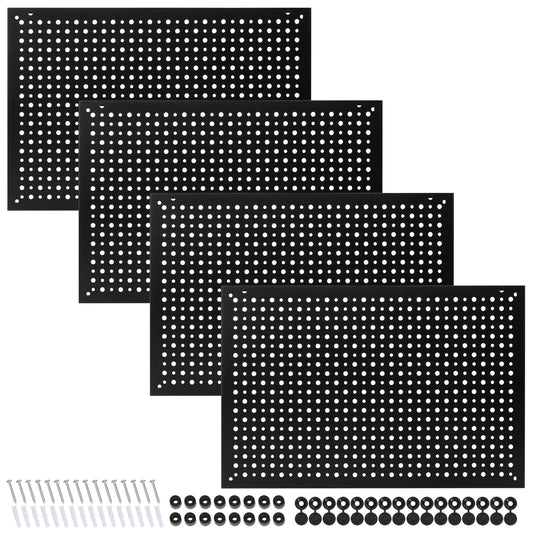 Daanxw 4 Pack Heavy Duty Steel Pegboard Garage Organization Panels,Universal 1/8 and 1/4 Pegboard Accessories,Suitable for Tool Storage,Garage Storage etc. (Black, 16X10.5)