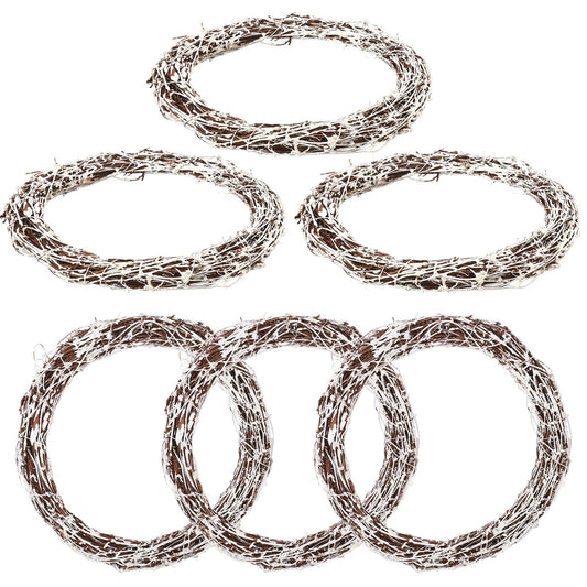KUKLIPJIM 6 Pcs 12 inch Natural Grapevine Wreath Set, Hand-Woven Vine Branch Wreaths for DIY Crafts, Christmas Decorations, Home & Event Styling(White)