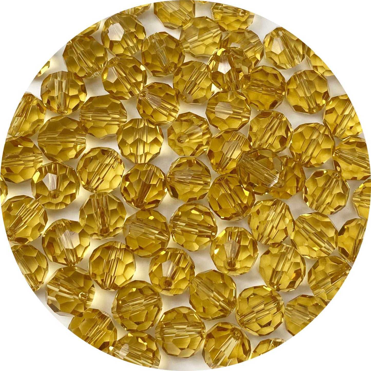 LIMAOLLY 250pcs 6mm Faceted Crystal Glass Beads Round Spacer Beads for Jewelry Making DIY Craft Making Necklace Bracelet Earring Wind Chimes Suncatchers Ornament(515-Gold Champagne)