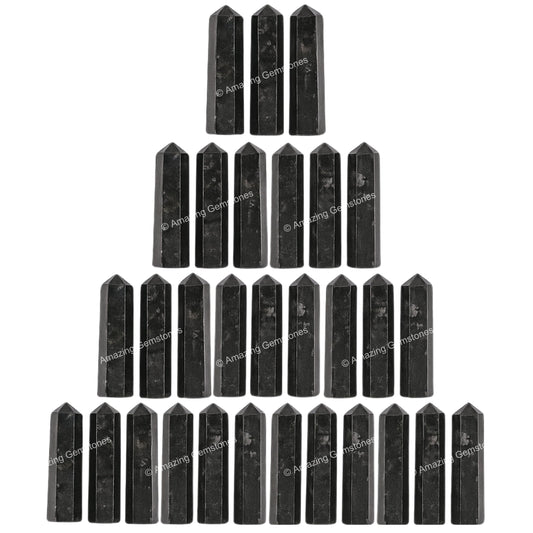 Amazing Gemstone Nuummite Crystal Points Bulk Healing Crystals & Stones - Pack of 3 Single Terminated Healing W& Point Bulk Crystals for Crafts, Crystal Grid, DIY Work - Premium Crystals