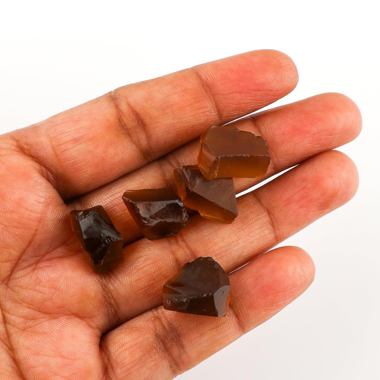 CRYSTALINES 5pcs Natural Raw Cognac Quartz Gemstone, Wholesale Assorted Rough Crystals, Untreated Bulk Loose Stones Supplies, DIY Craft-Jewelry Making, Birthday, Gem Collection