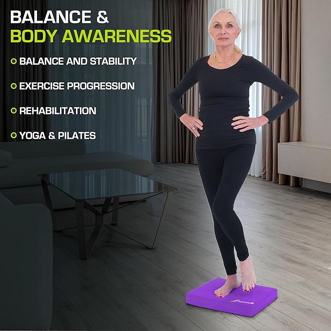 ProsourceFit Exercise Balance Pad ??Non-Slip Cushioned Foam Mat & Knee Pad for Fitness and Stability Training, Yoga, Physical Therapy