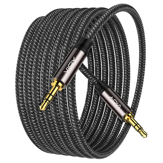 (50 3.5 mm VIOY Aux Cable ft), [Copper Shell, Hi-Fi Sound] Male to Male Braided Auxiliary Cord Compatible