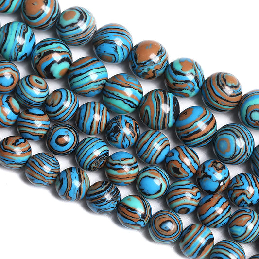 12MM 30PCS Blue Malachite Spacer Loose Beads for Jewelry Making DIY Bracelet Necklace 1 Strand 15’’