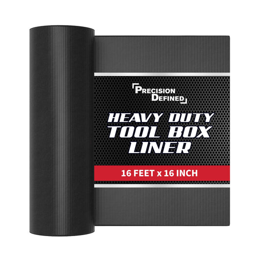 Precision Defined Professional Grade Tool Box Liner, 16 ft x 16", Black | Tool Box Drawer Liner, Shelf Liner Non Slip Mat, Thick Cabinet Shelf Liner, Toolbox Drawer Liner