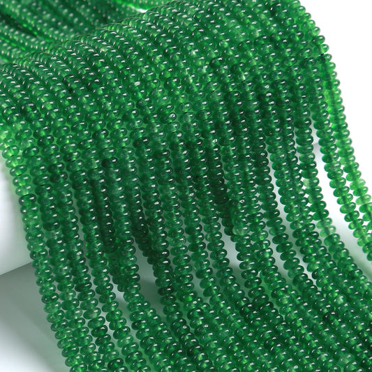 150PCS 2x4mm Natural Green Jades Stone Rondelle Beads Abacus Disk Stone Beads Round Loose Spacer Gemstone for DIY Bracelet Necklace Jewelry Making