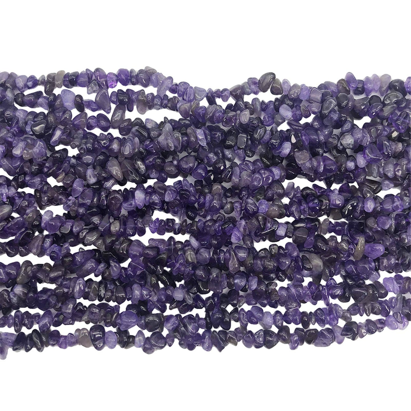 Fekuar 64" Irregular Tumbled Amethyst Chip Beads for Jewelry Making, Healing Crystal Drilled Loose Bead Strand DIY Craft Supplies, 5-8mm