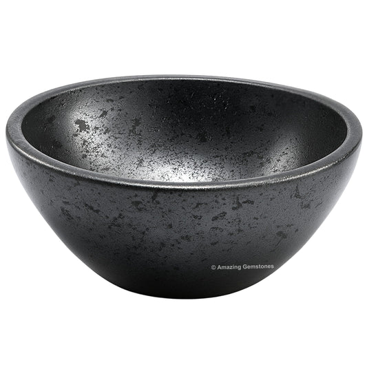 Hematite Crystal Bowl - 2 Inch Decorative Bowls for Room and Home Decor - Gemstone Healing Crystals for Elegant Display, Positive Energy Balance and Gift