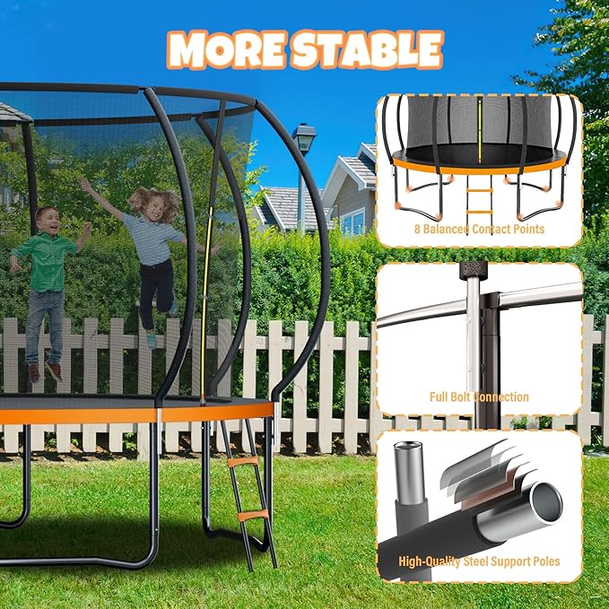 14FT & 16FT Trampoline for Kids & Adults, Big Round Trampoline with Basketball Hoop, Sprinkler & ASTM Certified