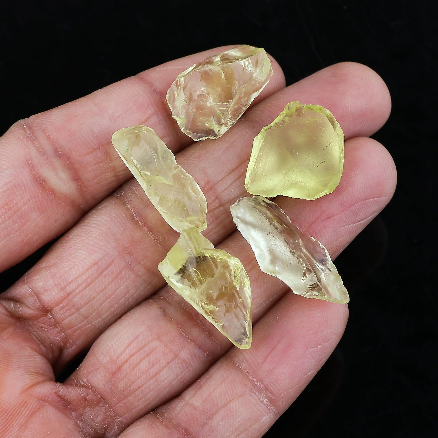 CRYSTALINES 5pcs Genuine Raw Lemon Quartz Gemstones, Wholesale Rough Crystals, Bulk Loose Rocks Supplies, DIY-Jewelry Making, Assorted Stones, Wire Wrapping, Gem Collection
