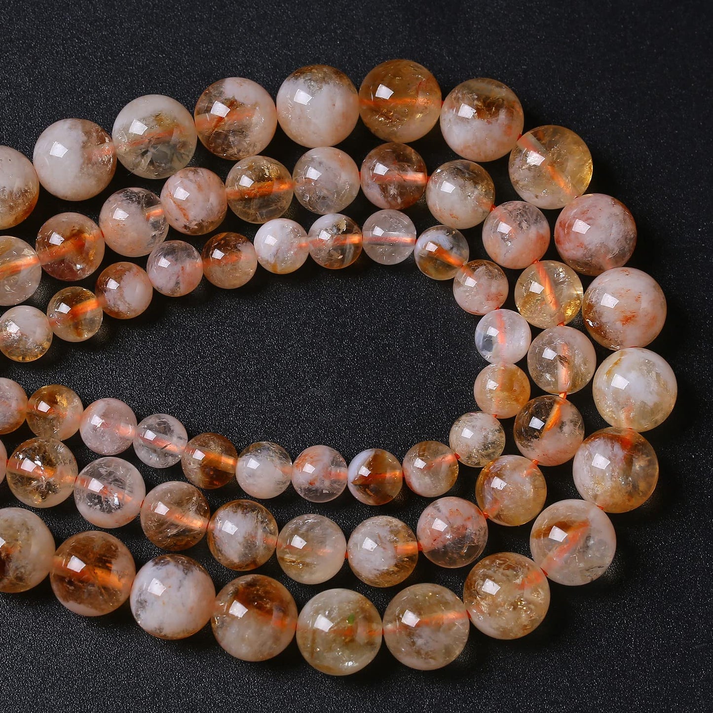 12MM 32PCS Natural Stone Citrine A Grade Quartz Crystal Loose Beads for Jewelry Making DIY Bracelet Necklace 1 Strand 15’’