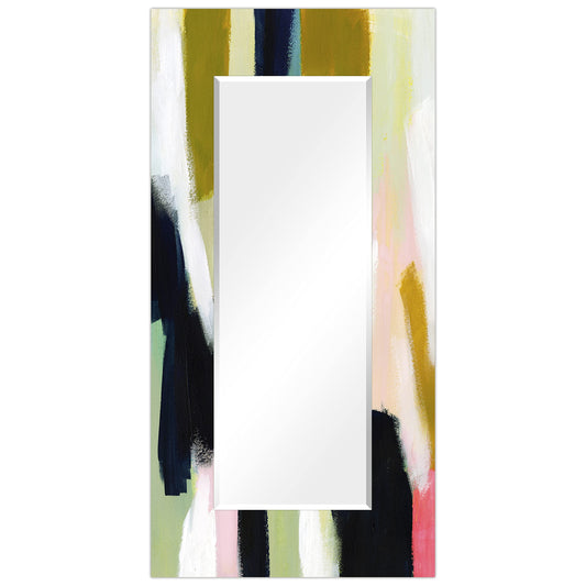 Empire Art Direct Rectangular Beveled Wall Mirror on Multicolor Abstract Printed Temped Glass, Vanity, Bathroom Mirror, Ready to Hang