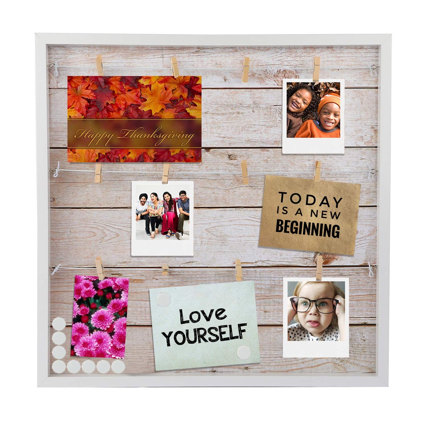 Houseables Picture Board, Photo Board, Photo Display, Picture Collage, Collage Frame, Polaroid Wall Display, Wall Decor, Memory, Postcard, Magnetic, Bulletin, Hanging with Clips, String, Bedroom, 20in