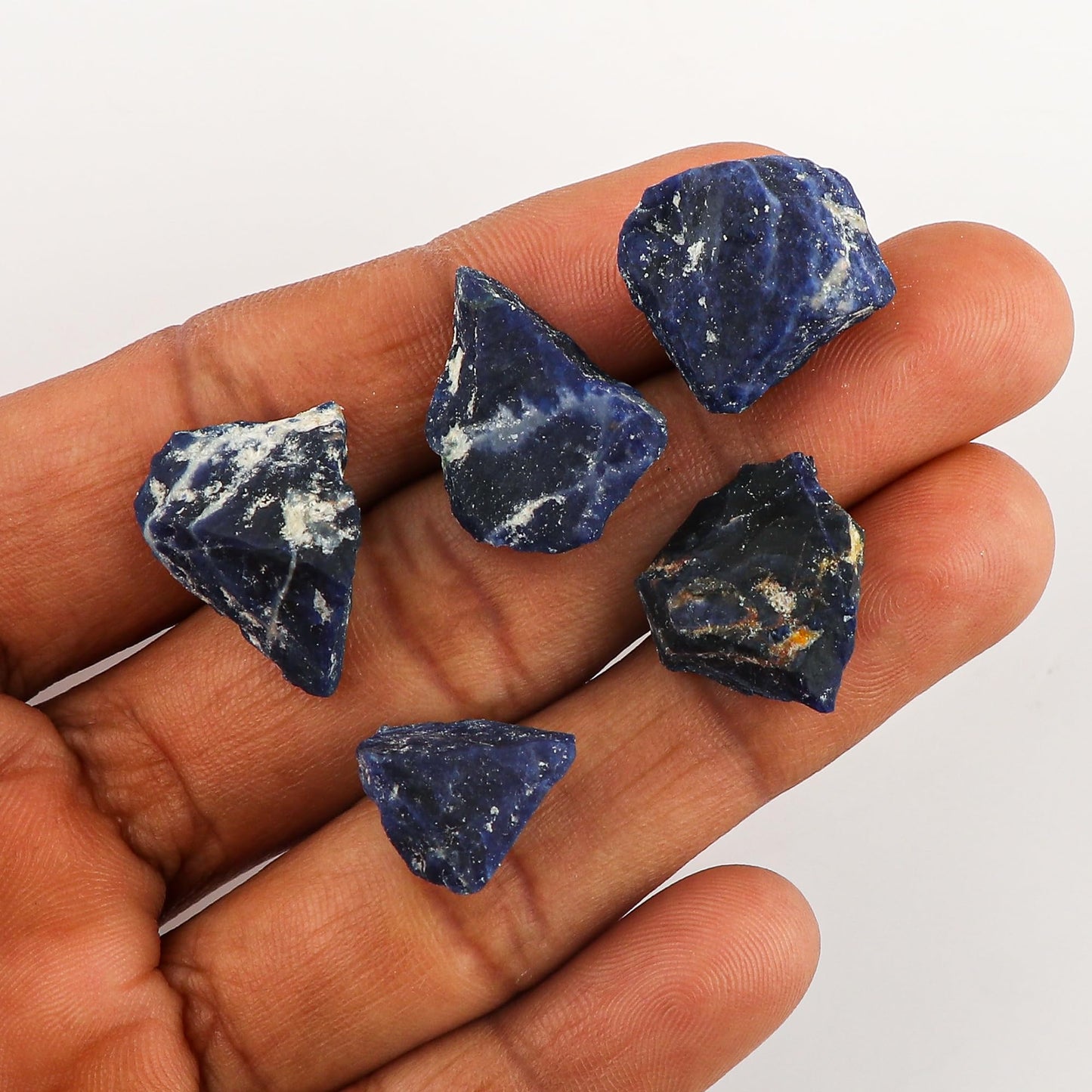 CRYSTALINES 5pcs Wholesale Natural Raw Blue Sodalite Gemstone, Assorted Untreated Rough Stone, Bulk Loose Supplies, DIY Crafts-Jewelry Making, Healing Crystals, Wire Wrapping, Gem Collection