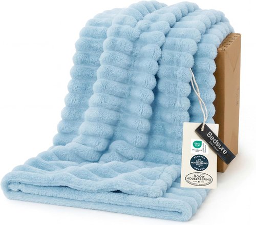 Bedsure GentleSoft Blue Fleece Blanket - Cozy Soft Throw for Couch, Light Blue, 50x70 Inches