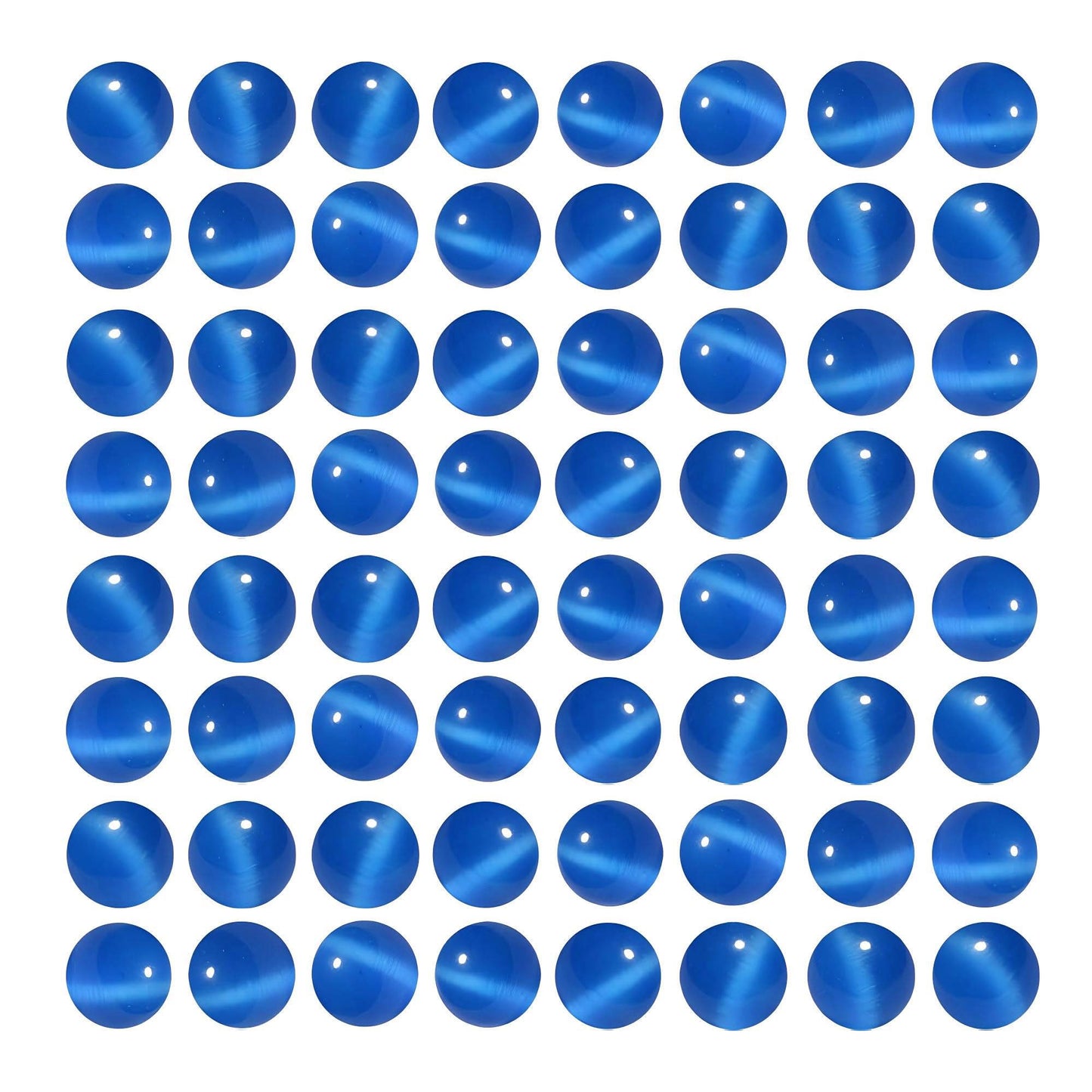 MJDCB 35pcs Royal Blue Cat Eye Stone Beads 10mm Round Crystal Loose Bead for Jewelry Making DIY Bracelets Necklace Accessories
