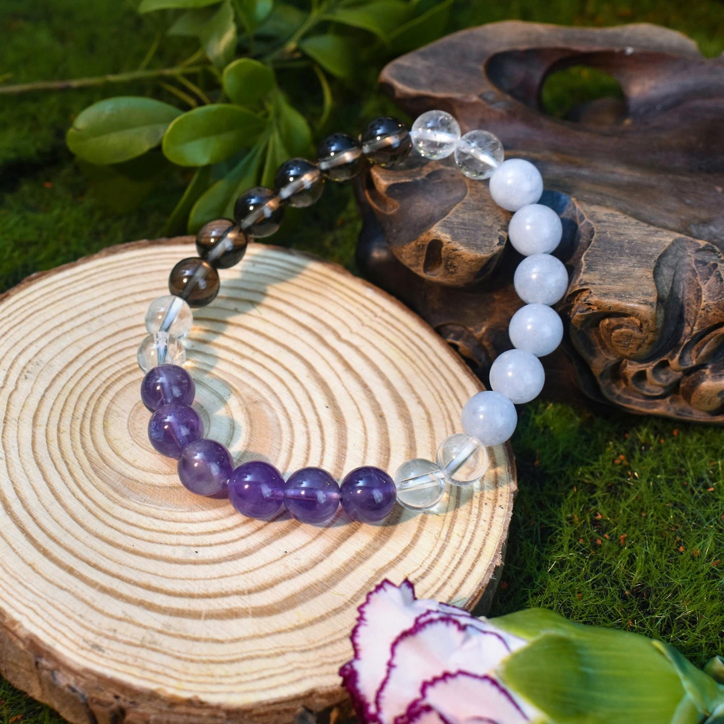 Ayriwoyi Anxiety Bracelet for Women Healing Crystal Stone Amethyst Aquamarine Beaded Bracelets For women Clear Quartz Bracelet