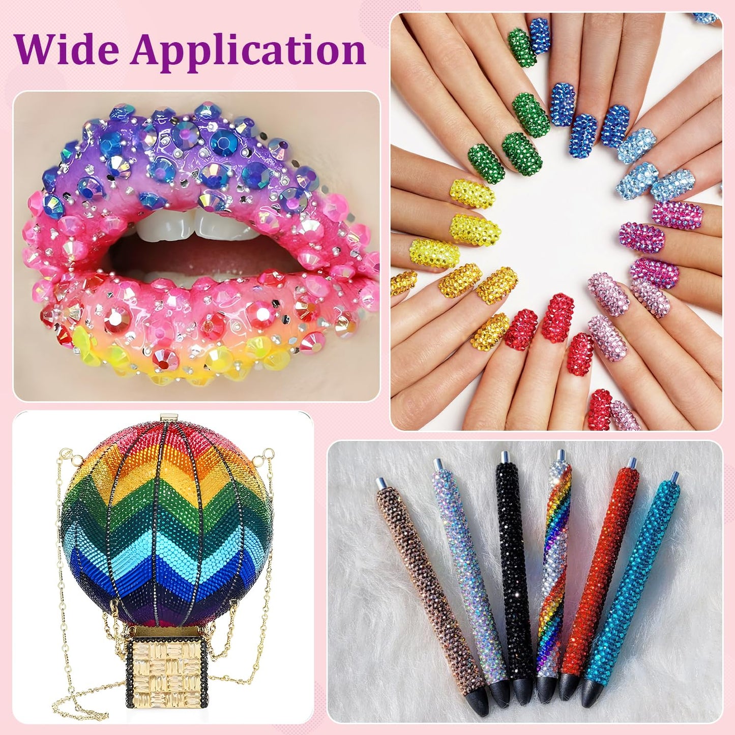 12600Pcs Resin Rhinestones for Crafting with Tweezers, Mixed-Color 4mm Bedazzling Crystal with 1Pcs 10ml B7000 Jewelry Glue for DIY Crafts Clothing Tumblers Shoes Fabric Nail Art