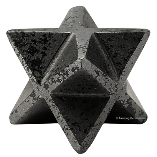 Amazing Gemstone Hematite Merkaba Crystal - 0.75 Inches Metaphysical Merkaba Star for Meditation - Energetic Tetrahedron Crystal and Healing Stones for Spiritual Growth and Healing (15-20mm)