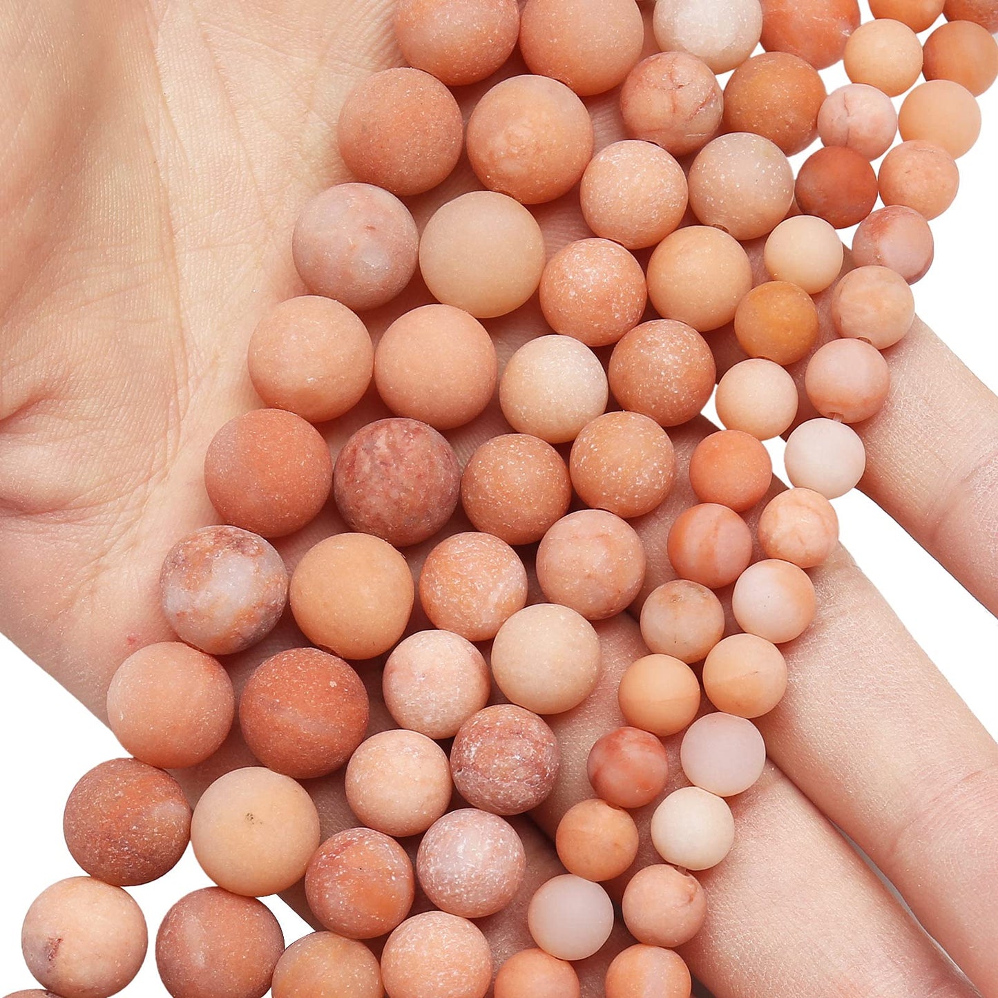 Natural Matte Pink Aventurine Beads, 10MM Round Frosted Unpolished Loose Gemstone Beads for Bracelet Necklace Jewelry Making, Energy Stone Healing Power with Stretch Beading Cord