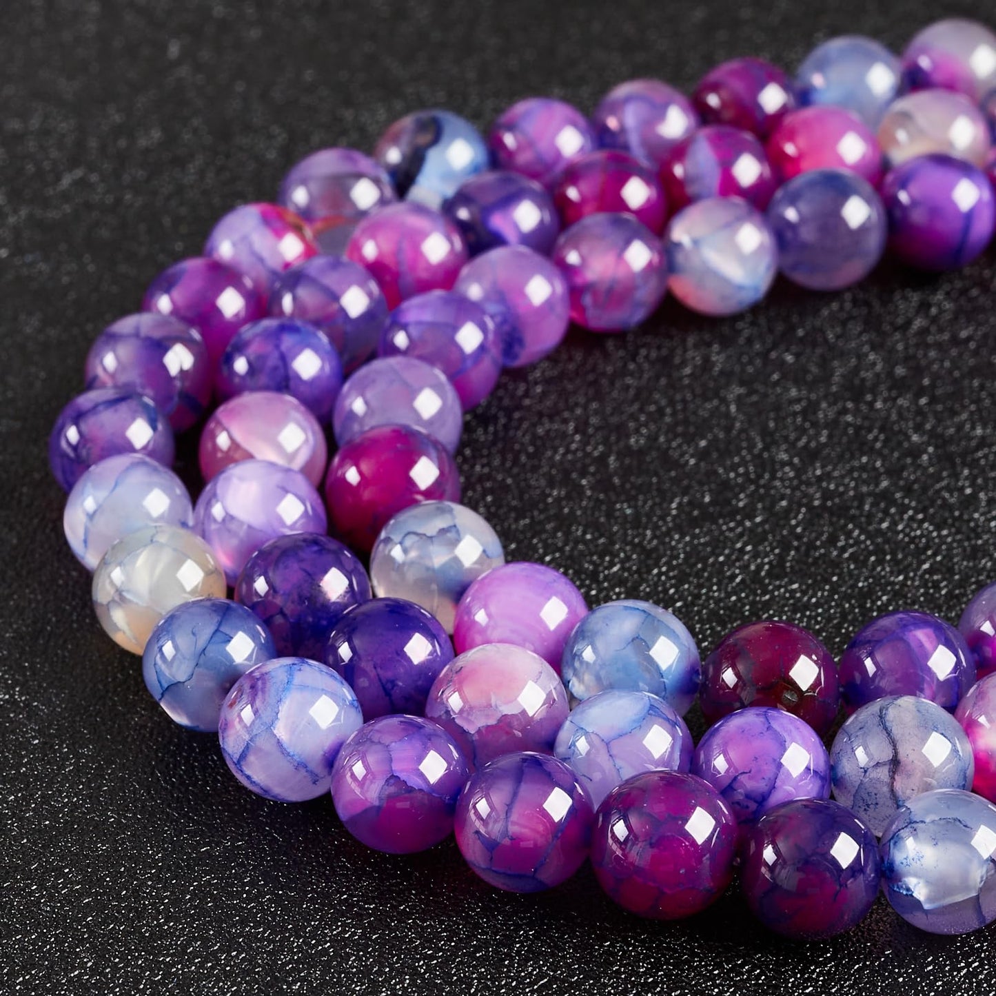 100pcs 10mm Purple Dragon Vein Agate Beads Natural Gemstone Beads Round Loose Beads for Jewelry Making