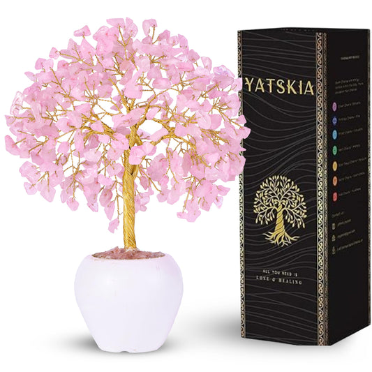 YATSKIA Rose Quartz Tree, Gemstone Tree, Healing Crystals and Stones, Birthday Gifts for Mom, Unique Gifts for Women, Crystal Decorations